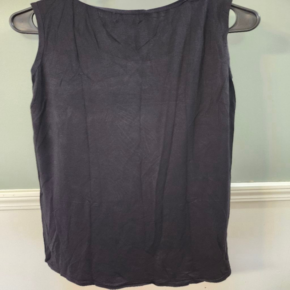 Shiny Black Tank Top with Silver Feather Embellishments - Picture 5 of 5